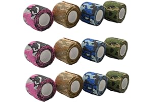 ‎DANCEPANDAS Tarnband Selbsthaftend,dancepandas 12 Rollen Camouflage Tape Tarnnetz Selbstklebender Verband für Paintball Waffen,Taschenlampe, Teleskop, Fahrrad (5CMx4.5M)