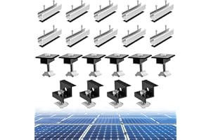 Coomoors Solar Panel Mounting Set, Aluminium Photovoltaic Mounting Rail 12 cm, Black Z-Clip, 30-35 mm PV Mounting Rail, Solar Panel Bracket for Flat Roof and Trapezoidal Roof