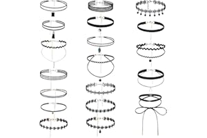 KroY PecoeD 19 Stück Choker Halsband, Choker Halsketten Set,Velvet Choker Kette, Halskette Tattoo Halsband für Mädchen Frauen Teen Mädchen Kinder