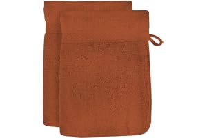Soleil d'ocre Set med 2 tvättvantar i bomull, 500 g/m², 16 x 21 cm, lagun, jord