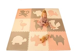 HAKUNA MATTE Stylowa Mata Puzzle dla Niemowląt 1,8x1,8m Afryka – 9 XXL Płyt 60x60cm – 20% Grubsza & Miękka Mata do Zabawy dla Dzieci – Bezpieczna, Bezwonna, Łatwa w Czyszczeniu Mata do Raczkowania