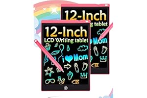 PBEKNCO 2 Pack Bunte LCD Schreibtafel, 12 Zoll LCD Schreibtablett für Kinde, Maltafel Kinder Elektronisch Spielzeug ab 3-8 Jahre alt Junge Mädchen, Löschbar Mal Tablet Kinder Weihnachtsgeschenke