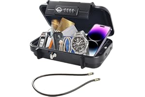 SISAV Portable Safe Box,Combination Safe with Removable Cable,Set Your Own Combination,For Travel,Family and Outdoor Camping Activities Black