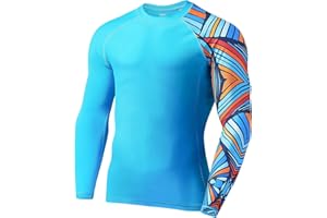 SURFEASY Rashguard Uomo Manica Lunga Protezione solare Rash Vest Men, Rash Guard Shirt Per Surf Nuoto Pesca Escursioni