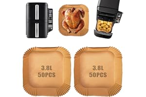 ZOUWEL 100 Pièces Papier Cuisson Air Fryer pour Ninja Double Stack Air Fryer SL300EU, Accessoires Air Fryer pour Ninja Double Stack 7,6l SL300EU, Plat Air Fryer Ninja, Moule Air Fryer