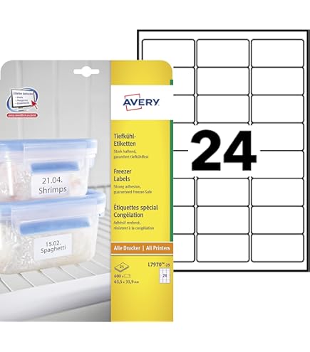 Avery Zweckform 3326 Household Labels Self-Adhesive 38 x 29 mm, 384 Stickers on 24 Sheets, Multifunctional Labels for Household, School and Office for Writing on and Marking, Blank, White