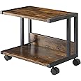 IBUYKE Under Desk Printer Stand, 2 Tier Desktop Organizer Shelf with 4 Wheels, for Printer, Fax, Home Office Use, Rustic Brown TLJ007H