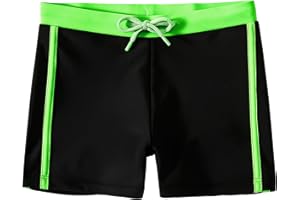 FILOWA Maillot de Bain Garçon Enfant Court Moulant Short de Bain avec Doublé Cordon Réglable Séchage Rapide Slip de Bain Résistant Natation Plage Surf Caleçon de Bain pour Adolescents 7-14 Ans