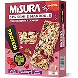 Misura Protein Barretta con Semi, Mandorle, Cranberry e Lamponi| Ricca di Fibre e fonte di Proteine Vegetali | Packaging este