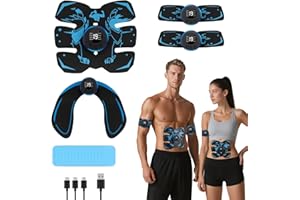 DRESZ EMS Bauchmuskeltrainer, EMS Trainingsgerät für Muskeln, 8 Modi & 19 Intensitäten,16 Wassergel, USB Wiederaufladbar,Bauchmuskeltrainer Elektrisch für Bauch, Arm, Bein, Po, Unisex