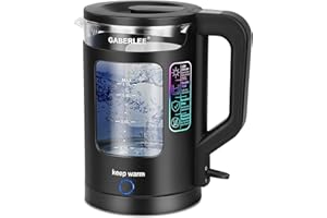 GABERLEE Kettle, 1.7 Litres, 3000 W Electric Kettle with Keep Warm Function, LED Lighting, Shut-Off and Boil Dry Protection, Mesh Filter, 100% BPA Free, Black