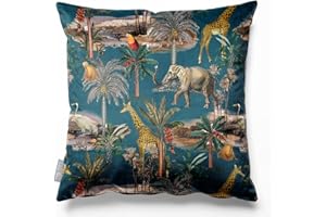Izabela Peters Eco-Friendly Velvet Cushions - Safari Voyage Teal, 40 cm, Chair & Sofa Cushions