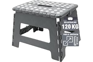 ZOLLNER Tritthocker faltbar - Klapphocker für Kinder und Erwachsene bis 120kg - Anti-Rutsch-Beschichtung - mit praktischem Tragegriff - extrem leicht - 22 cm hoch - Kunststoff - anthrazit