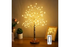 Kinamy Albero Led Regolabile, Luci Albero di Natale 8 Modalità di Luce, Albero Luminoso Lampada da Tavolo con Telecomando, 108 LED Decorazioni Lampada Albero per Natalizie, Pasquali, Soggiorno