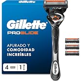 Gillette Proglide Men's Razor with 4 Refills, Black | 1 Handle + 4 Razor Blades with 5 Blades and Lubricating Band, Designed