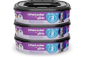 Litter Genie - Lot de 3 recharges XL super capacité octogonales Compatible avec la Poubelle Litter Locker et la Poubelle Fashion - stockage et protection durée 9 mois anti odeurs
