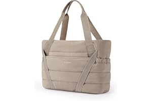 bagsmart Sporttasche Damen Yogatasche, Gesteppte Handtasche Damen Tote Bag mit Yogamattengurt, Reißverschluss, Mehreren Taschen für Reisen, Fitness, Yoga, Büro, Schule und Shopping