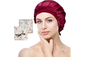 GORSMOON Seidenhaube zum Schlafen – 100% Maulbeerseide Schlafmütze, Verstellbare & Atmungsaktive Schlafhaube Seide, Silk Bonnet für Damen, Rutschfest & Pflegeleicht (Burgunderrot)