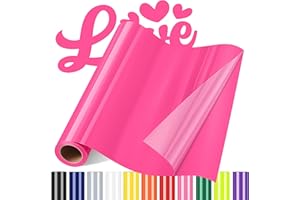Sgooyir Rouleau Vinyle thermocollant Rose néon pour Tissu, 30.5 x 183 cm Flex Thermocollant pour Tissu, T-Shirts, Sacs, Casquettes