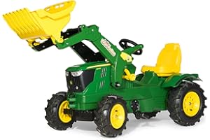 Rolly Toys rollyFarmtrac John Deere 6210R Trettraktor (für Kinder 3-8 Jahre, Luftbereifung, Frontlader, Sitz verstellbar) 611102, grün