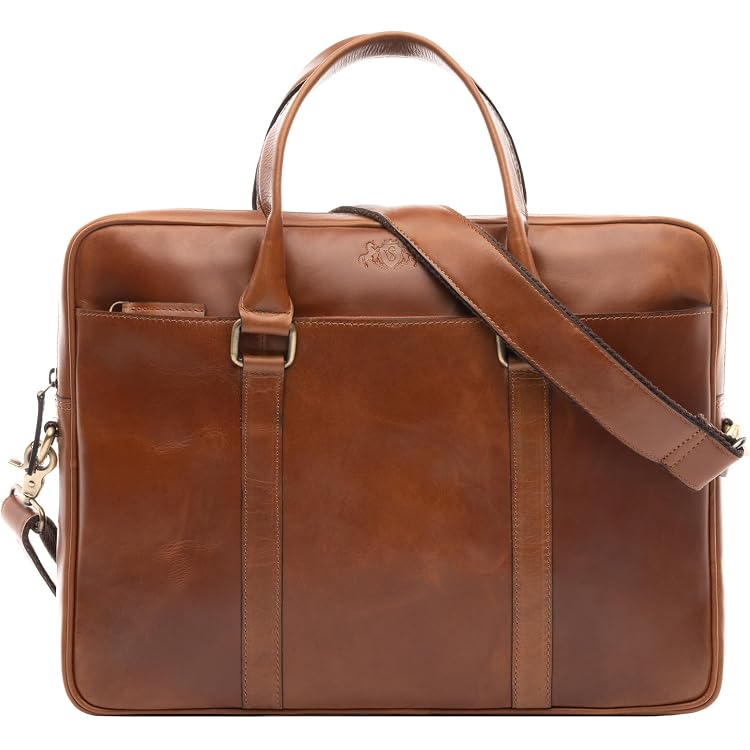 Sac Messenger ROYALZ Chicago - Cuir Véritable, Pour Ordinateur 15,6 Pouces, Vintage, 41x31x14 Cm