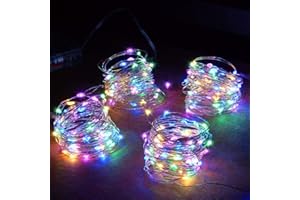 Abkshine 4 Pack 5M 50 LED Battery Christmas Lights Indoor, Battery Operated Fairy Lights for Small Christmas Tree/Garland/Bedroom/Wedding/Centerpiece/Crafts Decor(Multi-Coloured)
