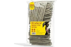 HOWLERS Natural 12.5cm Pack of 100 Rawhide Dog Chew Munch Sticks | Natural Dog Chews Stick For All Dogs | Delicious Dog Chew Sticks For Your Furry Friend