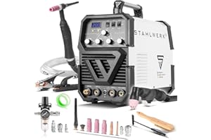 STAHLWERK Poste à souder 3 en 1 combiné AC/DC TIG 200 Plasma ST - TIG & MMA jusqu'à 200 A, coupage plasma jusqu'à 50 A, acier inoxydable, cuivre, aluminium, titane, 7 ans de garantie constructeur