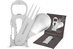 RICHARTZ KEY TOOL PLUS snack | Multitool Schlüsselanhänger | 15 praktische Funktionen | Hochwertiger, matt gestrahlter Edelstahl | Schlüsselanhänger Werkzeug inkl. Verpackung & Funktionsbeschreibung