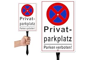 ‎GOODVIA Goodvia Parken Verboten Schild mit Pfosten Halterung 30x20cm, Reflektierend,Metall,Höhe 45cm, Vertikal