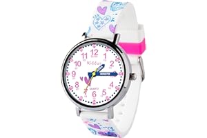 Kiddus Reloj de Aprendizaje para Niña, Reloj Educativo Infantil a Partir de 5 Años, 3ATM, Niños Analógico para Aprender la Hora, Mecanismo Japonés