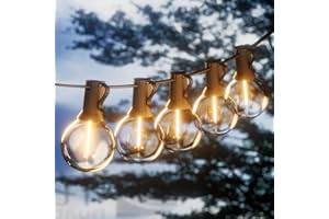 15M Guirlande Lumineuse Intérieur Exterieur,Bomcosy LED Guirlande Lumière Exterieur avec 25 ampoules IP45 Guirlande Guinguette Etanche Décoration pour Mariage,Patio,Café,Jardin,Parti,Noël,Blanc Chaud