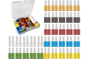 Gebildet 35 piezas 12 V-24 V Micro2 Coche Fusible de hoja 5 A/7,5 A/10 A/15 A/20 A/25 A/30 A (cada uno para 5 unidades) con extractor de fusibles para vehículo de coche, moto, coche, barco, camión