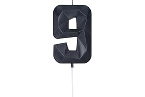 DERVENTA Large Birthday Candle Number 3D Black 3.7 inch Party Celebration Anniversary Decoration Cake Topper 1 Piece (Number 9 Black)