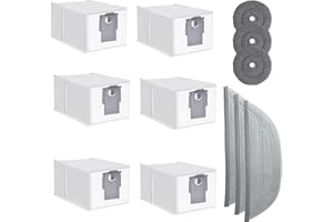 YEERAIN 12 Kit Accessori per Roborock S8 MaxV Ultra, 6x Sacchetto per la raccolta polvere, 6x Panni Mop, Set di Accessori per Aspirapolvere Robot