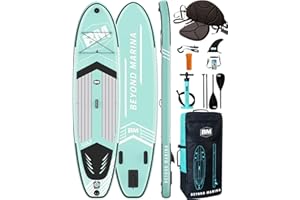 ‎BEYOND MARINA Beyond Marina Inflatable Stand Up Paddle Board, Feather-Light SUP Board for Adults, Premium, Double Action Pump, Backpack, Fibreglass Paddle, Leash, 320 x 81 x 15 cm/350 x 78 x 15 cm