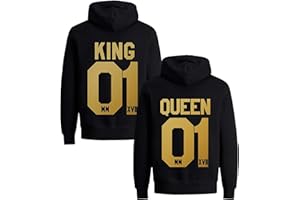 Couples Shop King Queen Hoodie Pullover für Paare
