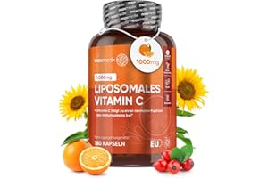 ‎MAXMEDIX Liposomales Vitamin C - 1000mg Vit C pro Tag - Höhere Bioverfügbarkeit & Absorption - 180 vegane Kapseln - Mit Hagebutte & Sonnenblumenphospholipiden - Ascorbinsäure für Jung & Alt - maxmedix