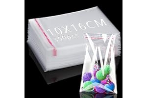 LONELY HIGH HEELS 300 Pièces Sacs Plastique Transparent 16x10cm Auto-adhésifs OPP Sacs Biscuit Emballage Transparent Petits Sacs Bonbon pour Chocolats Bijoux Cadeau Noël