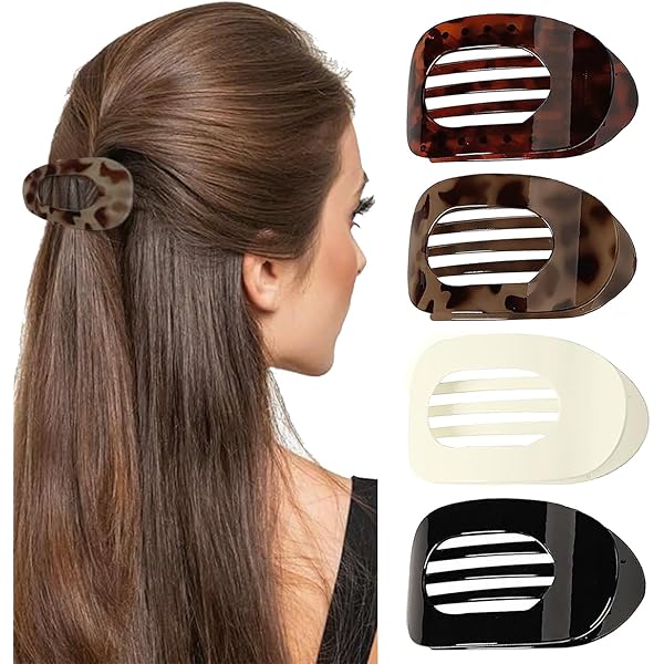 PROPOG 4 Pcs Hair Claw Clips Women, Nonslip Flat Hair Clips Strong Hold Large Claw Clip Thick & Thin Stylish Hair Accessories For Everyday, Driving