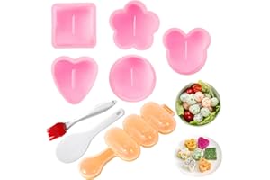 MLRYH Kit de Moldes para Onigiri, 8 Piezas - Molde para Sushi Onigiri DIY, Molde de Bolas de Arroz con Paleta y Pincel de Cocina (Rosa)