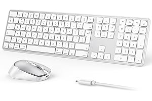 OMOTON Wireless Bluetooth Keyboard Mouse Rechargeable for Mac OS, Wireless Keyboard and mouse Set for MacBook Air/MacBook Pro/iMac, Multi-Device Ultra Slim, Quiet Typing, QWERTY UK Layout, Silver