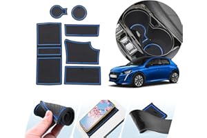 ZCLINKO Tappetini in Gomma Peugeot 208 e-208 GTI GT Line 2020 2021 2022 Originale Nuova Tappetino Antiscivolo per Console Centrale, Portabicchieri,Auto Tuning Accessori Interni 6 pezzo (Blu)