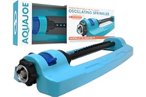 Aqua Joe SJI-OMS16 Indestructible Metal Base Oscillating Sprinkler with Adjustable Spray, 3600-Square Foot Coverage