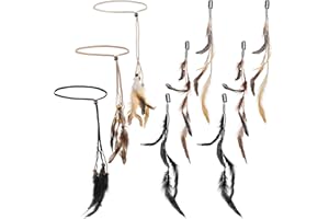 APLZGMG 9Pcs Feather Headband with Clip - Boho Hippie Hair Extensions and Headpiece Set with Comb for Women