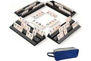 ZhouWei Rummy Cup Original med 112 spelstenar och 4 trästativ | Klassisk kakellek i Rummy-stil (originalversion) med 1 förvaringsväska, lämplig för barn och vuxna.