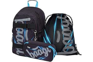 Baagl Schulrucksack Set Mädchen 3 Teilig, Schultasche ab 3. Klasse, Grundschule Ranzen mit Brustgurt, Ergonomischer Schulranzen