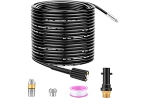 Tuyau de Nettoyage Haute Pression 30M 200 bar 60 °C, Deboucheur Canalisation, pour Karcher K-Series (K1-K7)& Lavor, avec Adaptateur