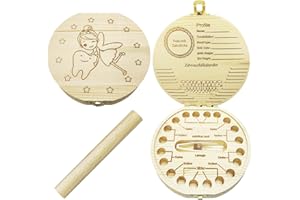 KRYMSON 1 x drewniane pudełko do przechowywania zębów mlecznych, butelka na życzenia ze szczypcami, pudełko do przechowywania zębów mlecznych, pudełko na pamiątki kolekcjonerskie, odpowiednie dla