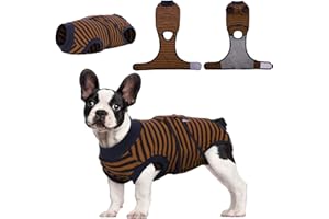 Kuoser Combinaison de Récupération à Rayures pour Chiens, Chats Après Chirurgie, Protection des Plaies Abdominales/Maladies de la Peau, Alternative au Collier Électronique pour Animal de Compagnie